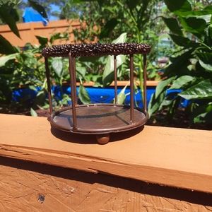 Seed Bead & Metal Bronze Tone Candle Holder